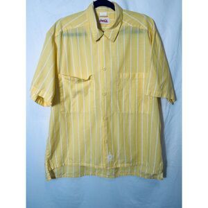 Coca Cola Vintage Men's Yellow Button Down Shirt White Pinstripe Shirt, Size L